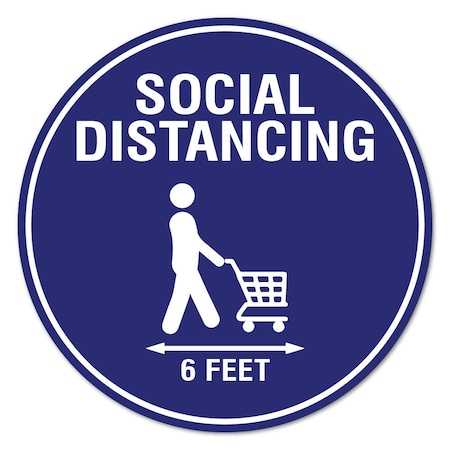 Social Distancing Cart Non-Slip Floor Graphic, 16in Vinyl Decal, 12PK